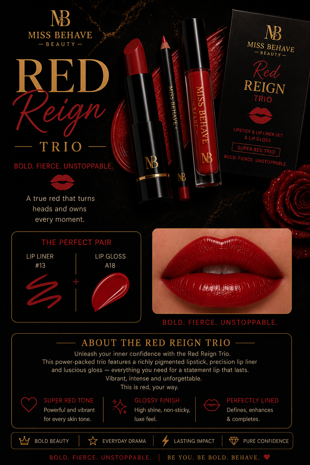 Red Reign Lip Trio Set❤️